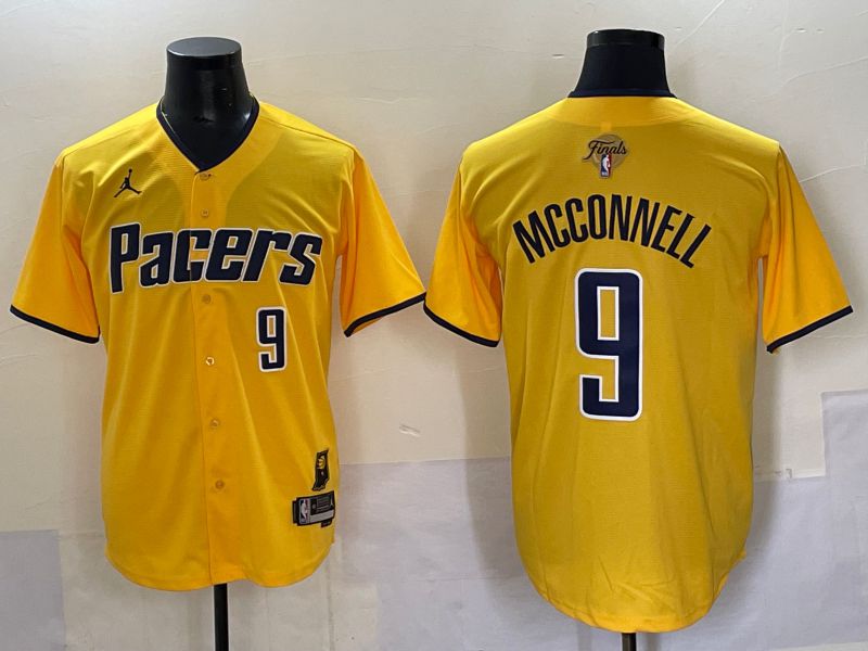 Men 2025 Indiana Pacers #9 Mcconnell Yellow Joint Name NBA Jersey style 32